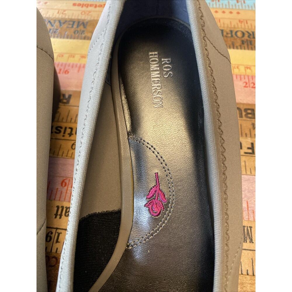 Ros Hommerson Eloise Taupe Micro Stretch Peep Toe Shoes Size 9.5 N Rhinestone - Picture 7 of 16